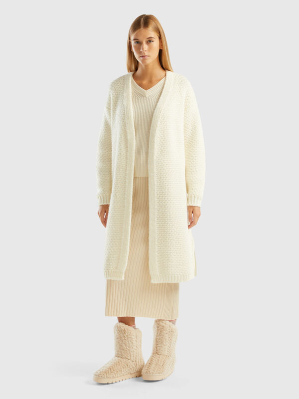 Open cardigan in alpaca and wool blend Women