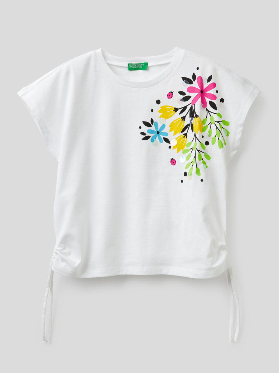 100% cotton t-shirt with floral print image number 1