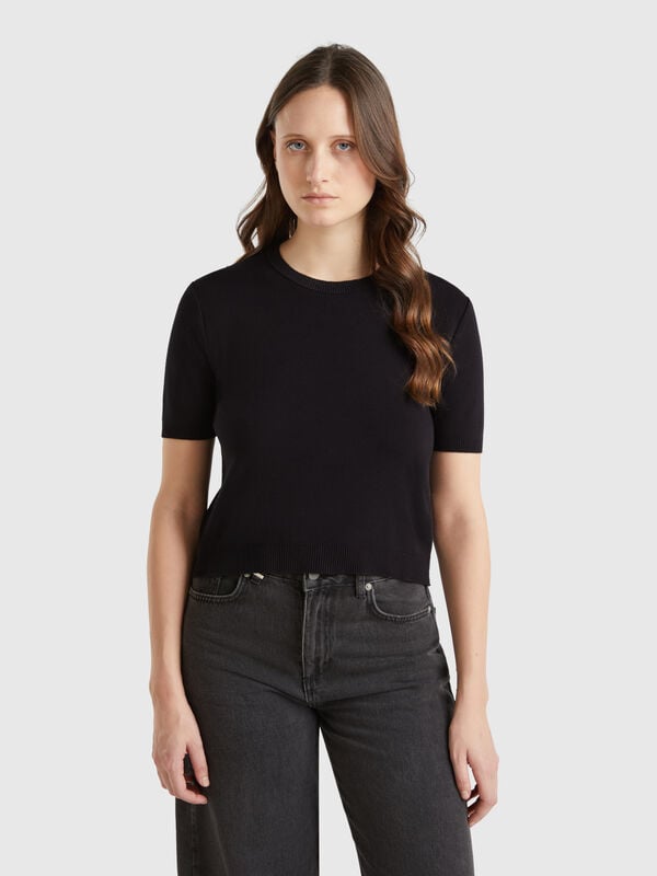 Short sleeve 100% cotton sweater Women