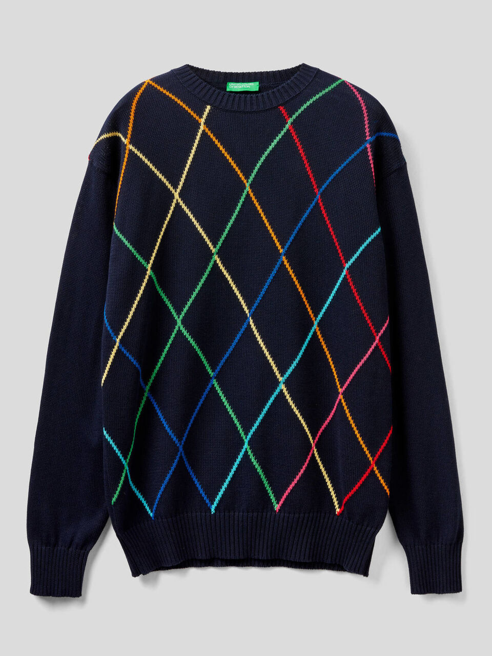 Sweater with multicolor diamonds image number 1