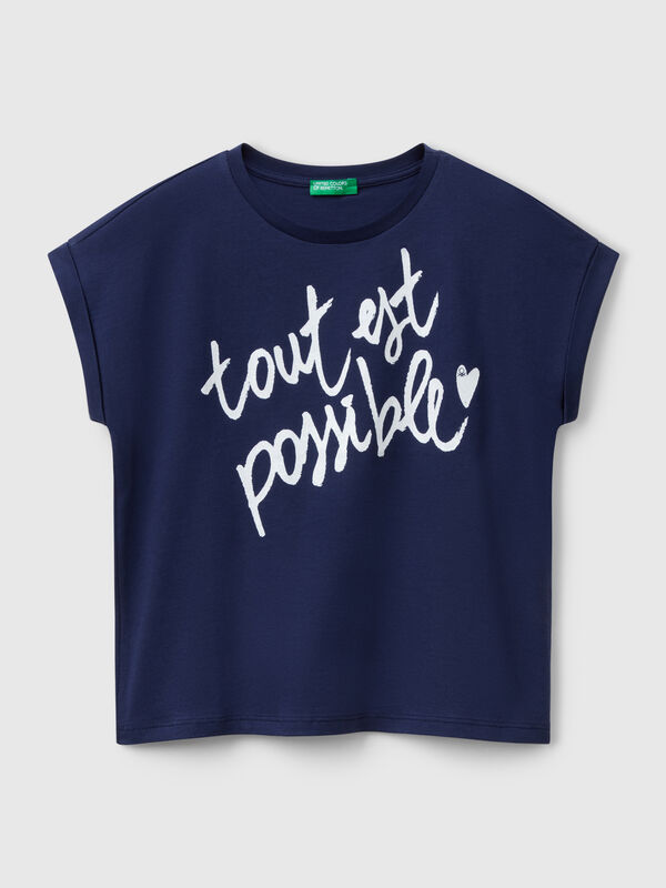 Boxy fit t-shirt with print and glitter Junior Girl
