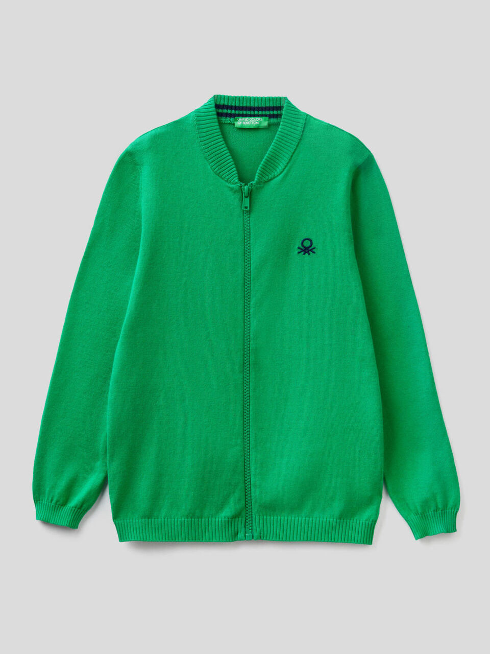 Zip-up cardigan in pure cotton image number 1