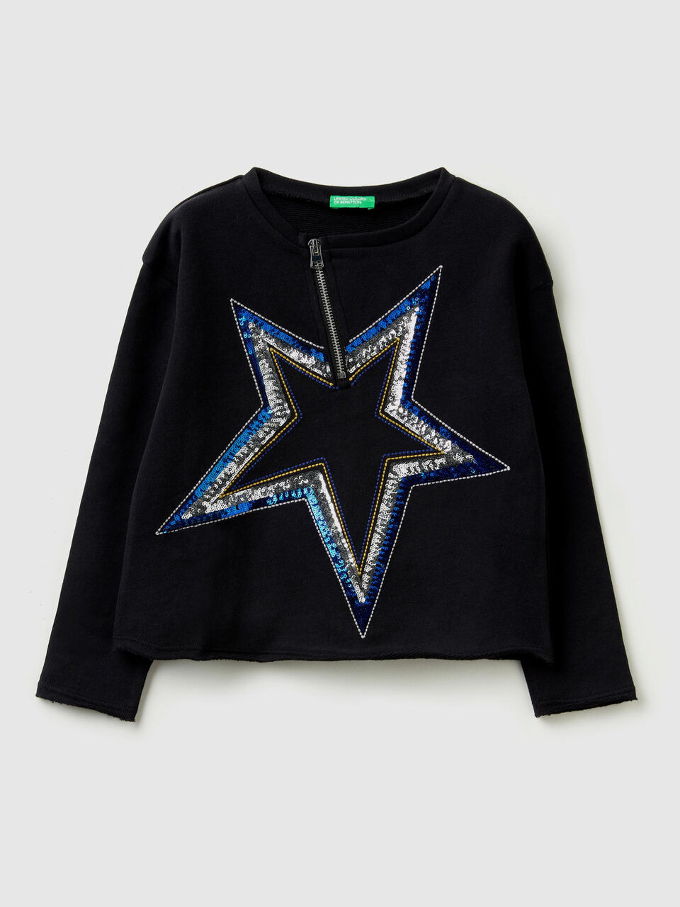 Sweatshirt with sequins and zip image number 1