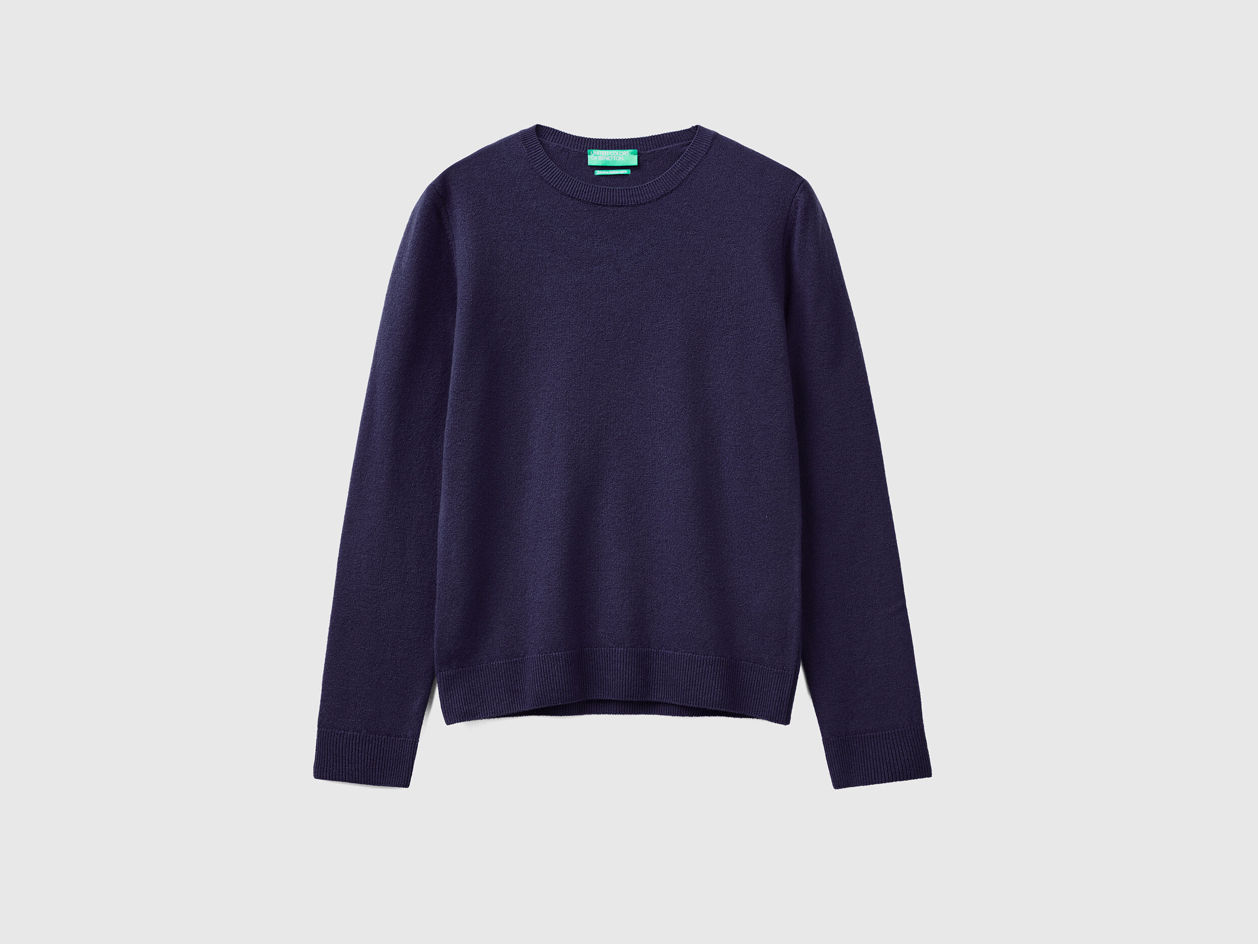 Dark blue crew neck sweater in Merino wool