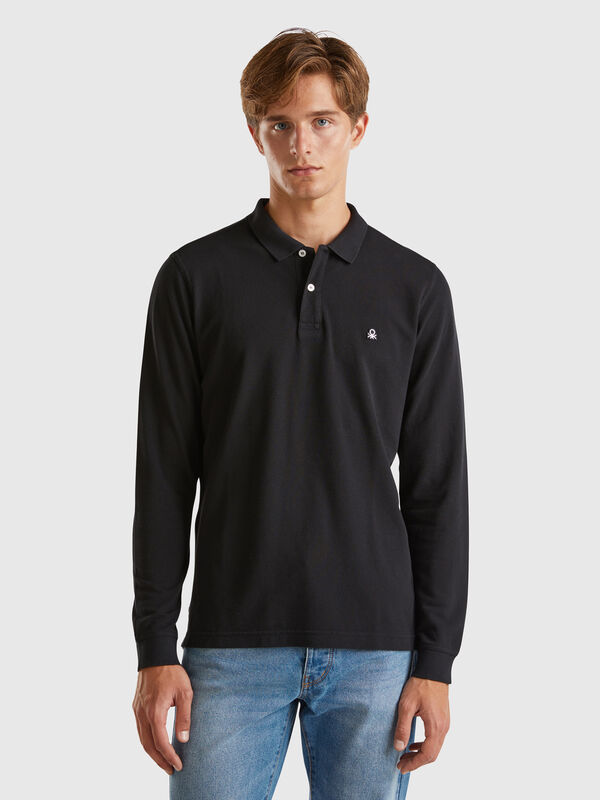 Long sleeve cotton polo Men