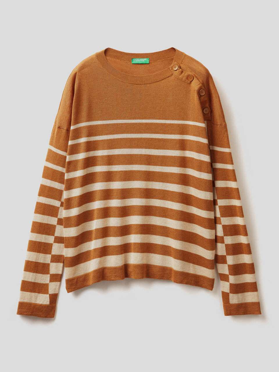 Striped sweater with button detail image number 1