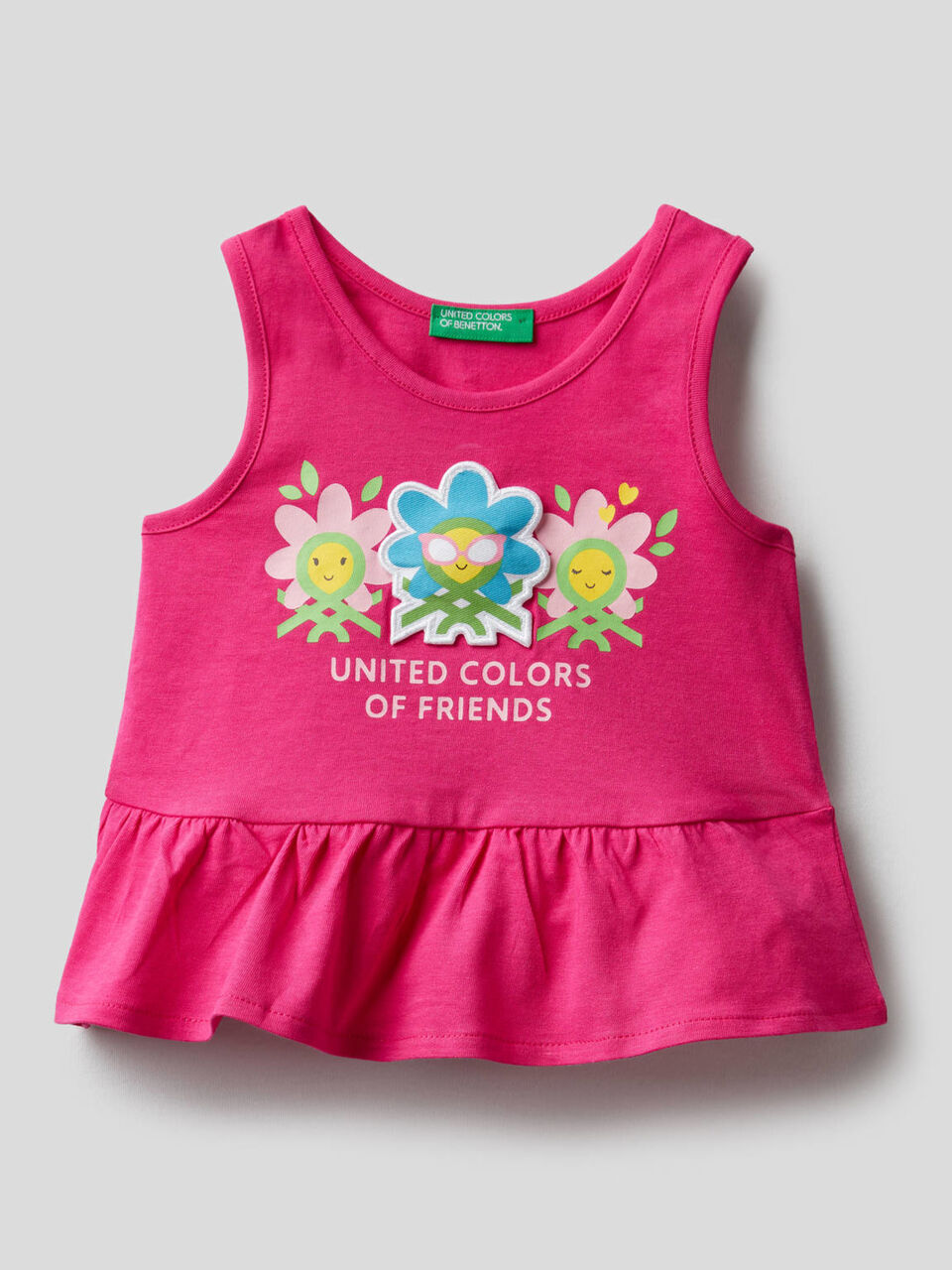 100% cotton tank top with frill on the bottom image number 1