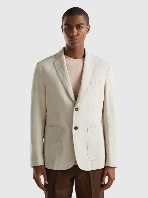 Slim fit blazer in linen blend Men