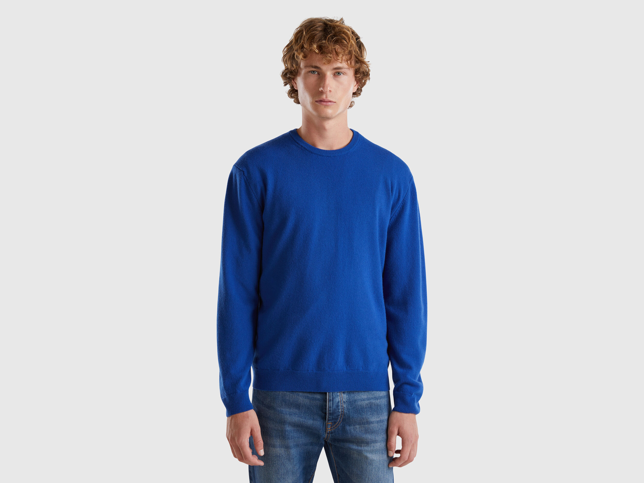 Blue crew neck sweater sale