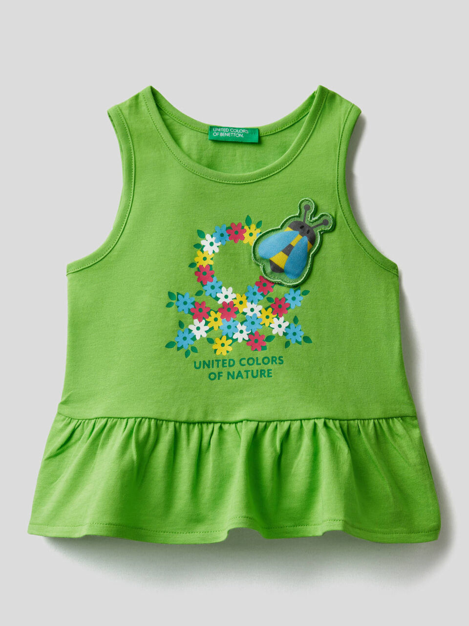 100% cotton tank top with frill on the bottom image number 1