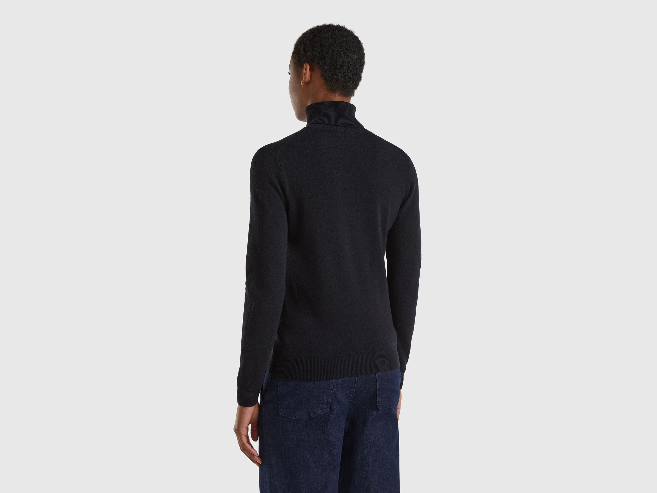 Black turtleneck sweater in pure Merino wool Black Benetton
