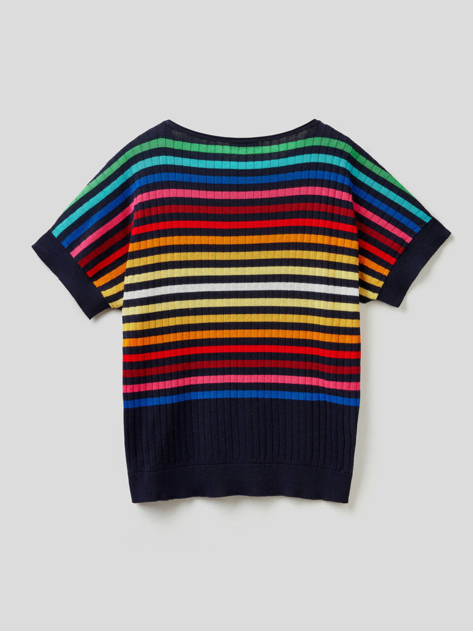 Short sleeve sweater with multicolor stripes image number 2