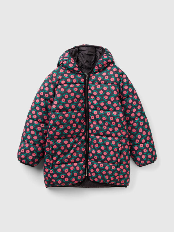 Oversized fit jacket with floral print Junior Girl