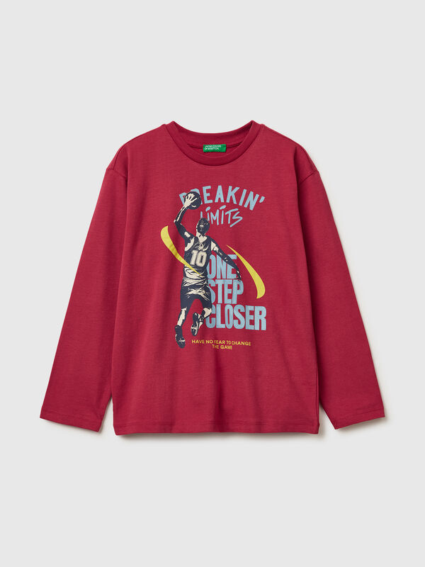 T-shirt in warm cotton with print Junior Boy