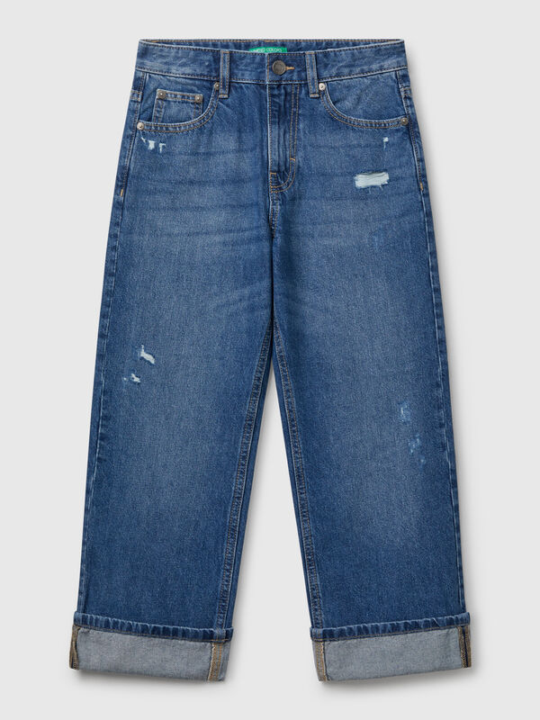 Straight leg jeans with tears Junior Boy