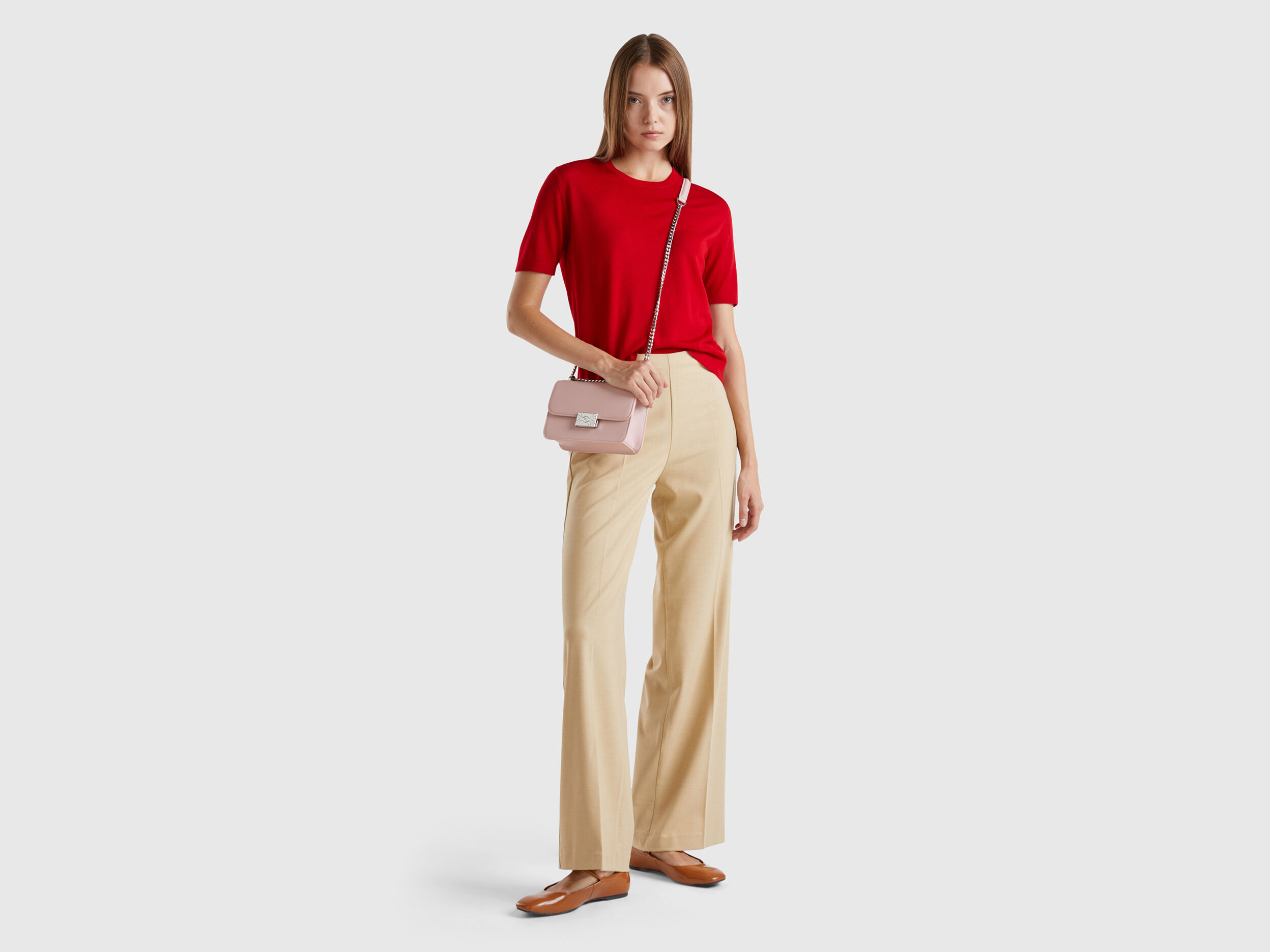 Short sleeve sweater in pure Merino wool