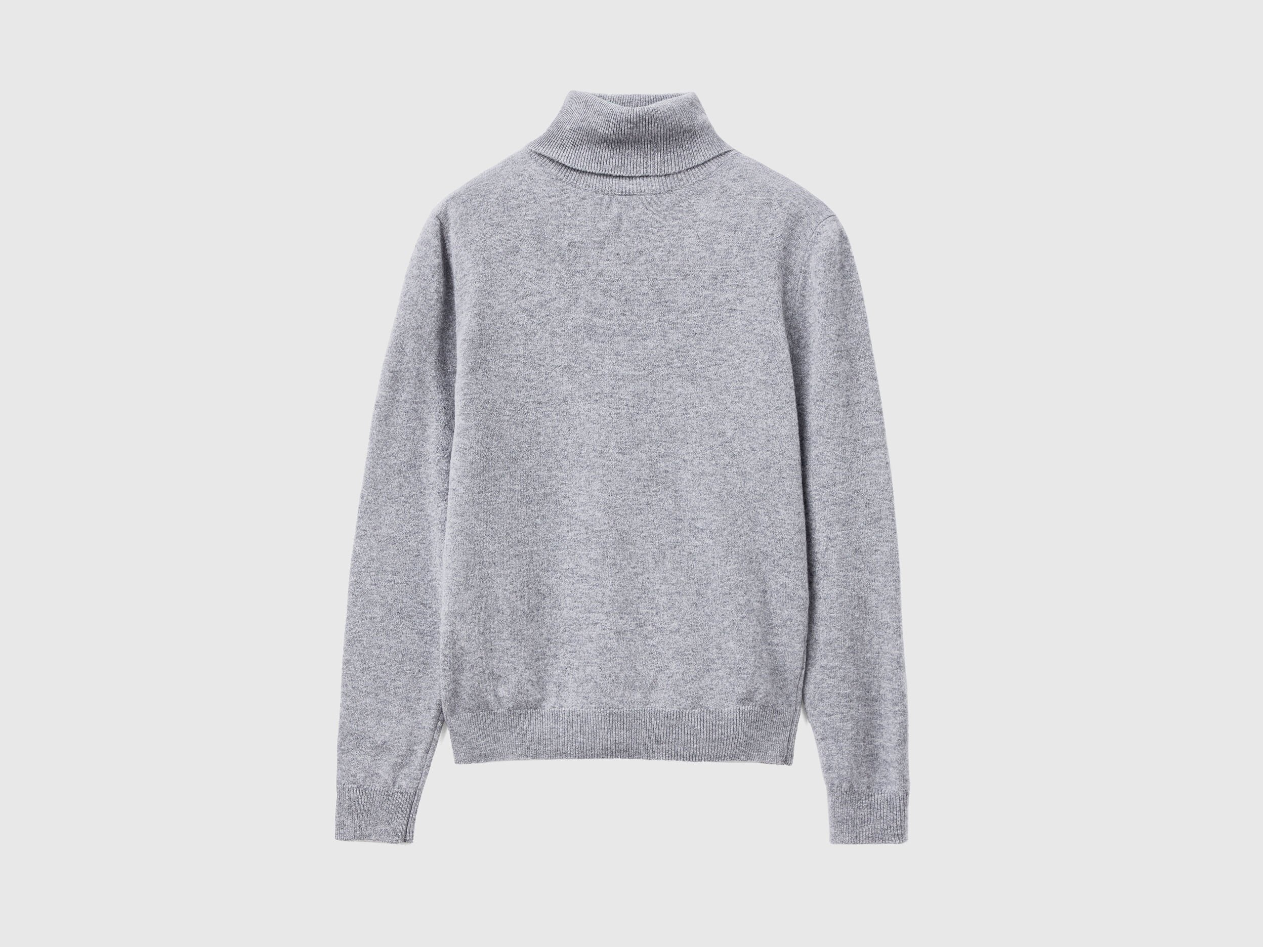Light gray turtleneck in pure Merino wool