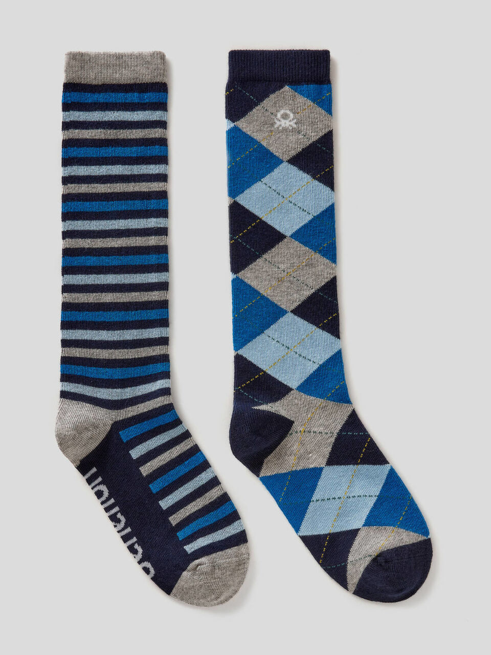 Two pairs of high patterned socks image number 1