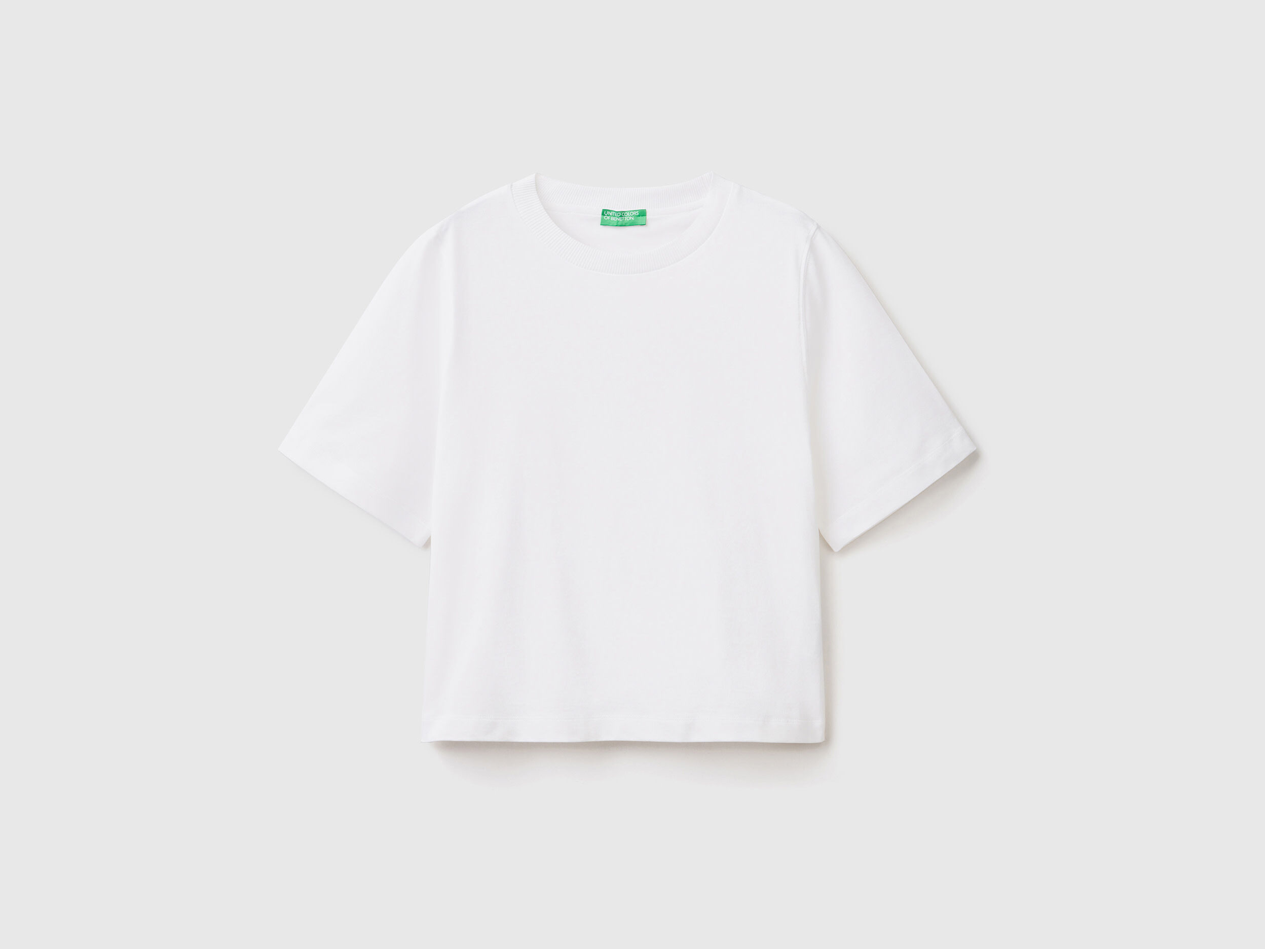 100 cotton boxy fit t shirt White Benetton