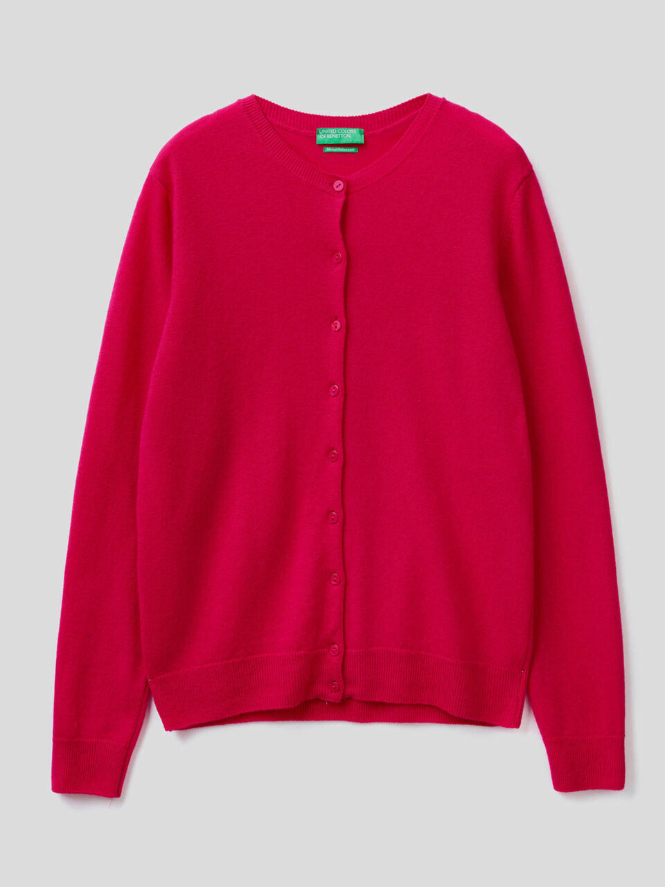 Crew neck cardigan in pure virgin wool image number 1
