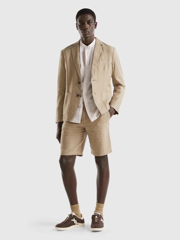 Striped shorts in linen blend Men