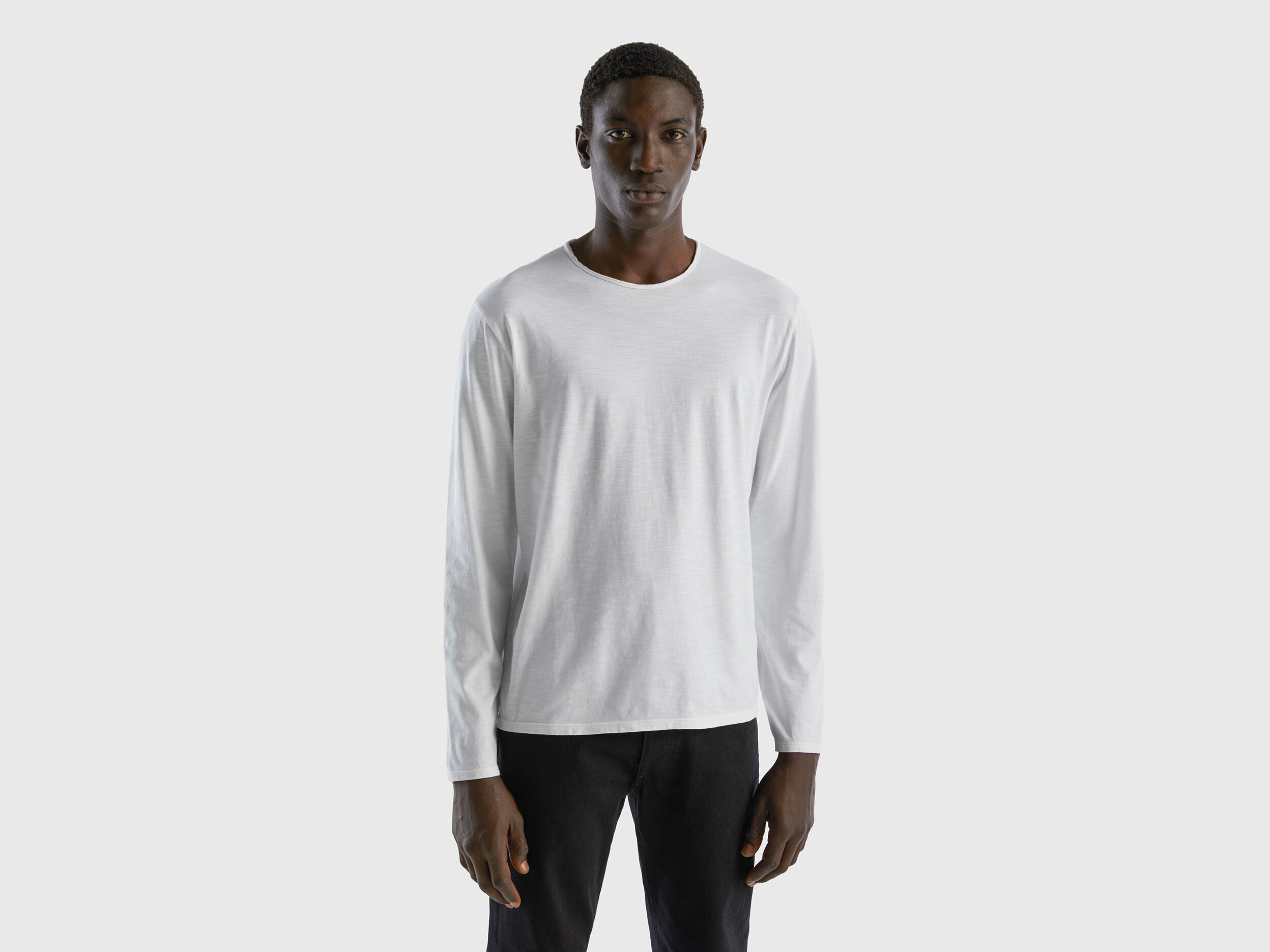 Mens plain white long sleeve t shirt sale