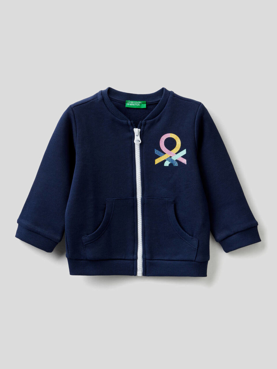 Sweatshirt with zip in organic cotton image number 1
