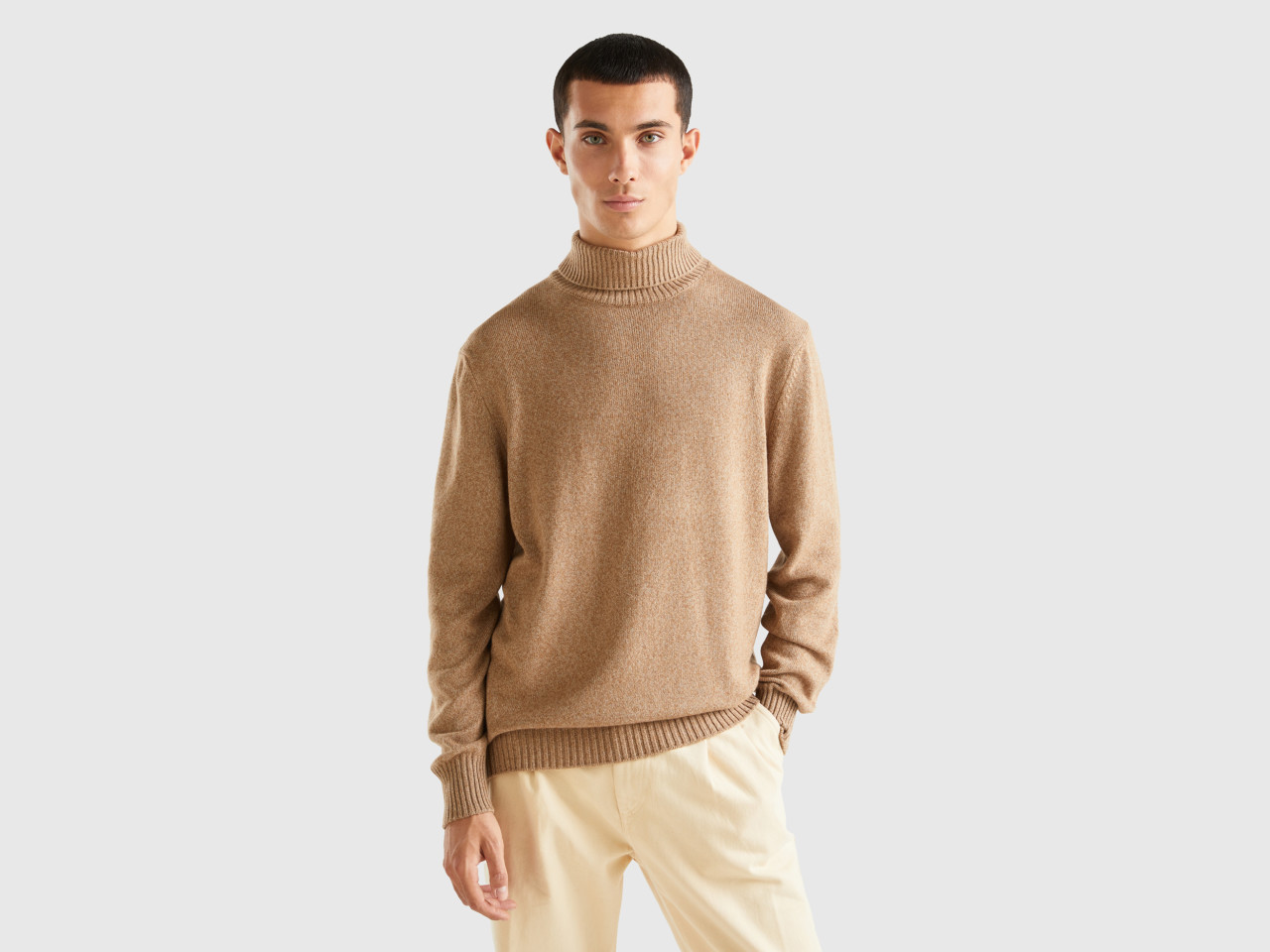 Mens tan deals turtleneck sweater