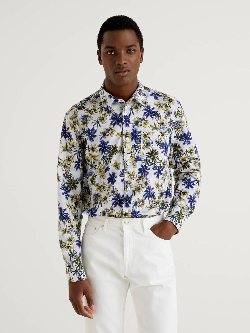 Benetton 100% cotton shirt with botanical print - 5JDZ5QLN8_83W