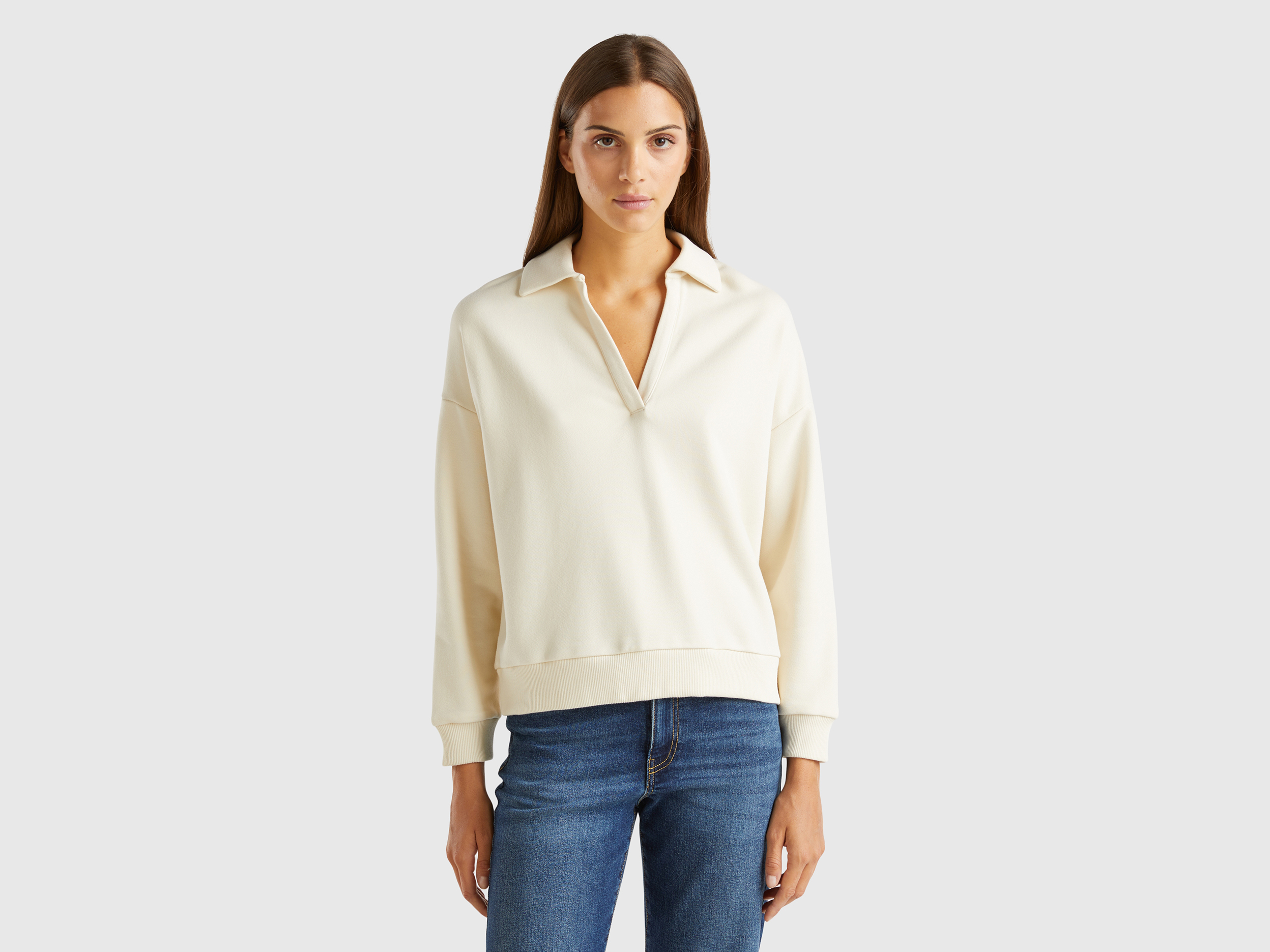 Women's zippered sweatshirts no hood top