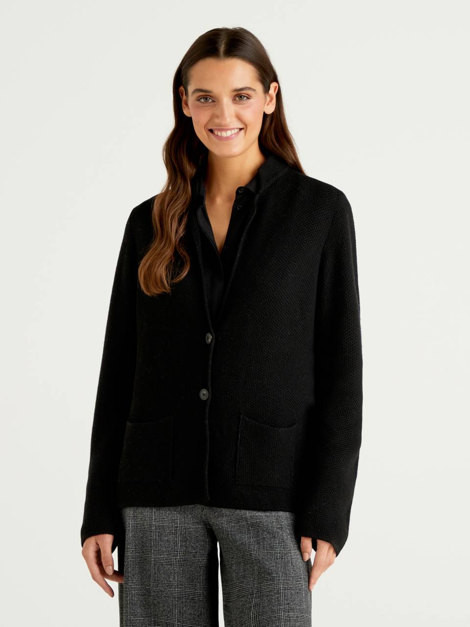 Benetton Knit jacket in wool and cashmere blend. 1 Benetton Knit jacket in wool and cashmere blend. 1
