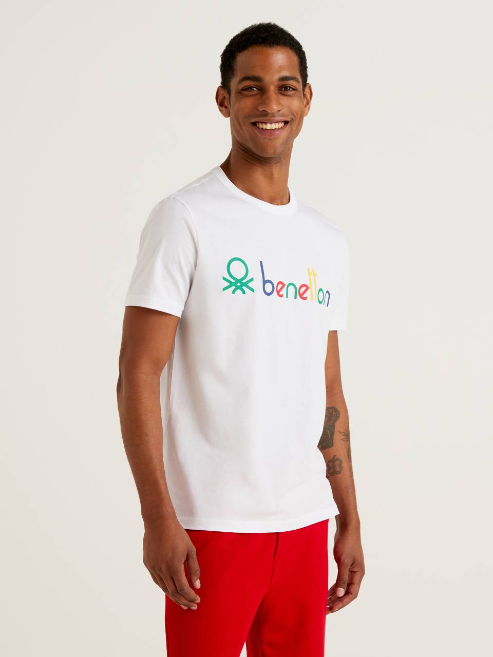 Benetton White t-shirt with logo print. 1