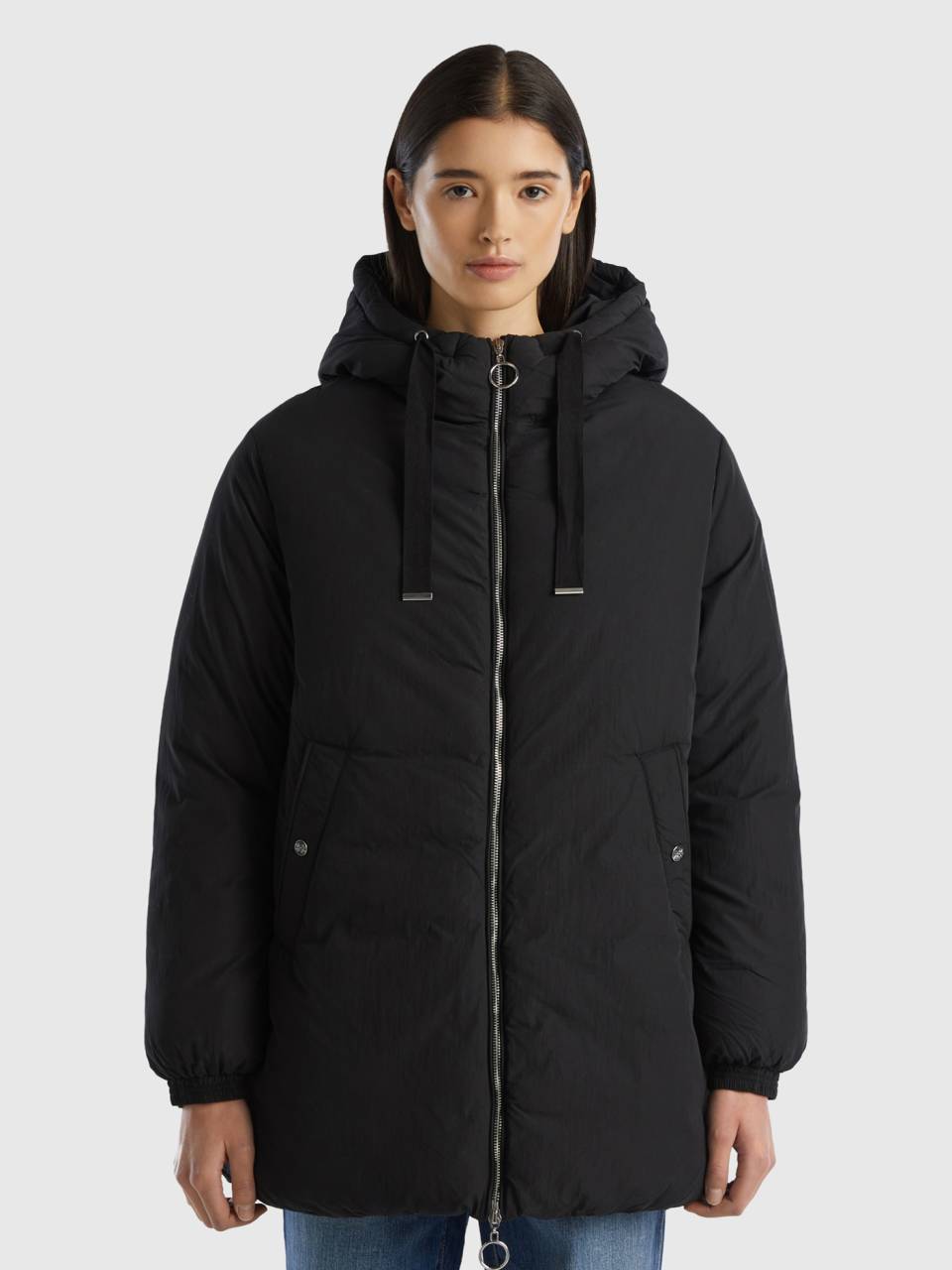 Padded jacket in matte nylon Black Benetton