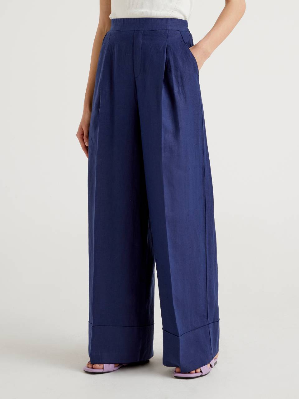 Benetton Palazzo trousers in 100% linen - 4AGHDF016_252