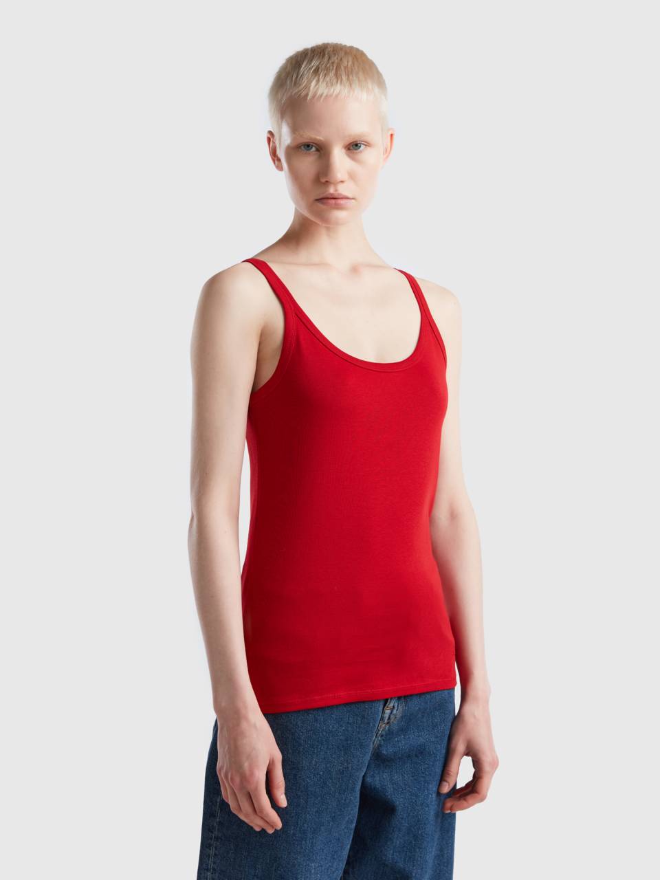 RIBBED TANK TOP - Red