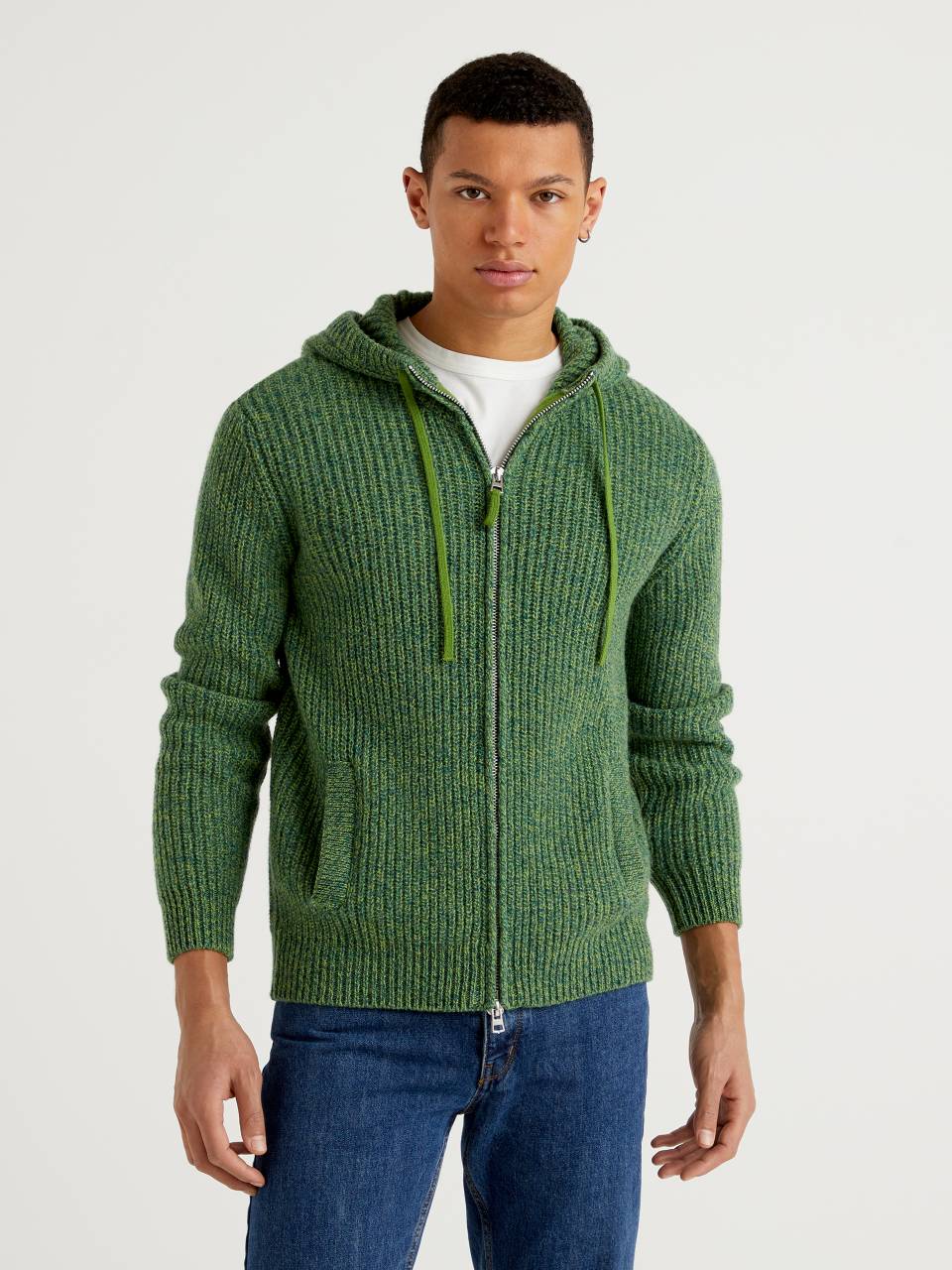 Benetton Sweater with hood in Shetland wool. 1 Benetton Sweater with hood in Shetland wool. 1